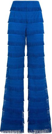 Alberta Ferretti Broeken, Dames, Blauw, M, Polyester, High Waist Flared Pants