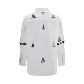 Thom Browne Womens White Cotton Pattern Shirt