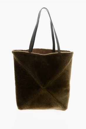 Loewe Borsa Tote PUZZLE in Shearling con Design Pieghevole taglia Unica