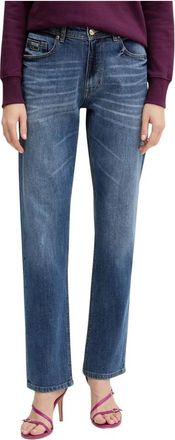 Versace Jeans Couture High Waist Straight Jeans - Dames - Regular Fit Jeans - Blauw - W27 - Katoen - Jeans