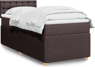 vidaXL Cama Box Spring Con Colch&oacute;n Tela Marr&oacute;n Oscuro 90x200 Cm Vidaxl