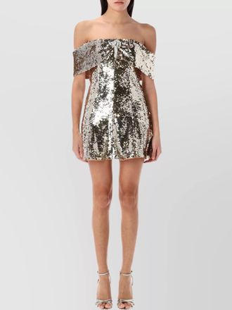 Self Portrait sequin off-shoulder mini dress