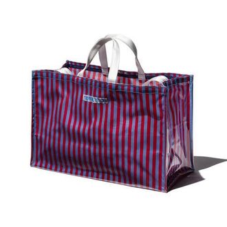 Puebco Covered School Tie Fabric Market Bag in Red X Light Blue at Nordstrom