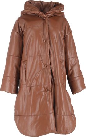 Nanushka Eska Long Vegan Puffer in Brown Polyester