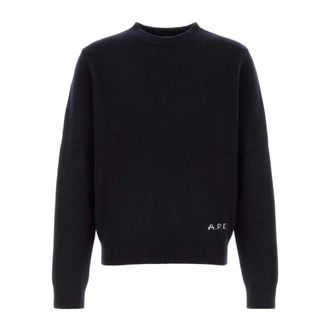 A.P.C. Round-neck Knitwear, male, Blue, Size: XL Edmond Sweater