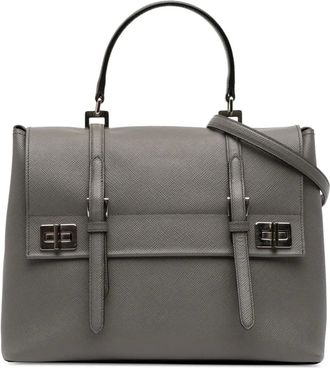 Prada 2010-2025 Saffiano Cuir Double Turnlock satchel - women - Leather - One Size - Grey