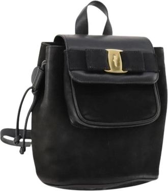 Ferragamo Pre-owned Backpacks, female, Black, Size: ONE SIZE Pre-owned Leather Backpack