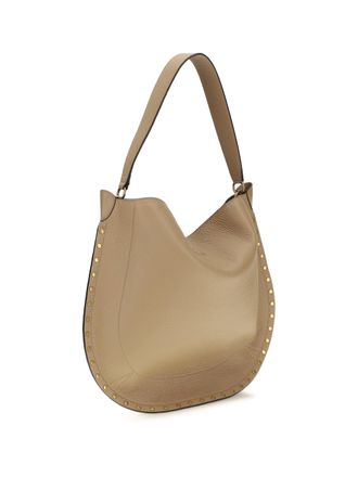 Isabel Marant Womens Hobo Shoulder Bag Oskan Cappuccino Calf Leather