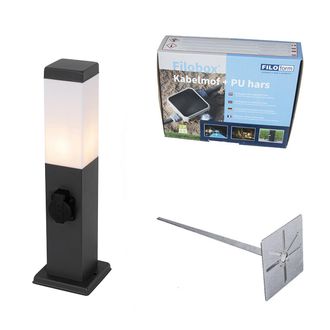 QAZQA Qazqa Moderno L&aacute;mpara De Exterior Gris Oscuro 45 Cm Con Casquillo Ip44 - Malios Acero /pl&aacute;stico Alargada Adecuado Para Led Max. 1 X 60 Watt