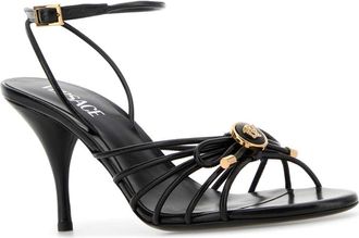 Versace Womens Black Nappa Leather Sandals Blackversacegold Sandali