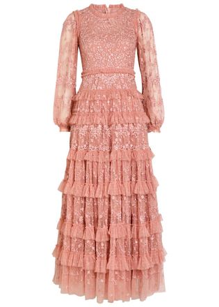 Needle & Thread Blossom Floral-embroidered Tulle Gown - Pink - 18 (UK18 / Xxl)
