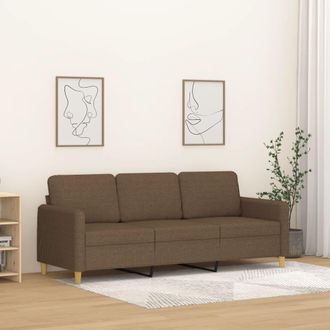 vidaXL Sof&aacute; De 3 Plazas De Tela Marr&oacute;n 180 Cm Vidaxl