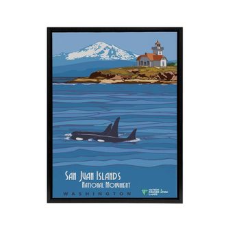 Artery8 BLM San Juan Islands Monument DC Framed Canvas Wall Art Print in Blue | Size: W24 x H32