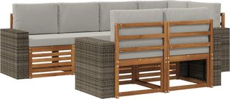 vidaXL Conjunto De Sof&aacute;s De Exterior 7 Uds. Natural Y Gris Claro Vidaxl