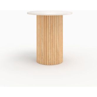 Rendez-Vous D&eacute;co Rendez-vous D&eacute;co - Mesa Auxiliar De M&aacute;rmol Y Madera De Mango D40 Cm - Agathe