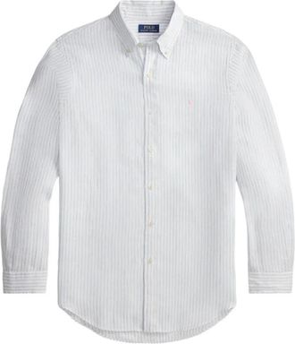 Polo Ralph Lauren Overhemden, Heren, Wit, M, Katoen, Gestreepte Oxford Shirt