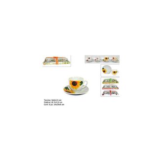 Trade Shop Trade Shop - Juego De 6 Tazas De Caf&eacute; Y T&eacute; Con Platos Decoraci&oacute;n Floral Cocina Decoraci&oacute;n Del Hogar