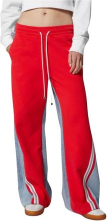 John Richmond Fleece Broek Retro Regular Fit Rood - Dames - Wijde Broeken - Rood - M - Katoen - Broeken