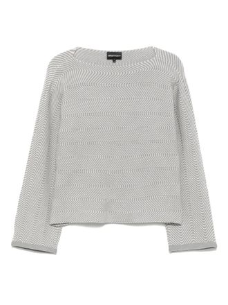 Emporio Armani striped sweater - women - Polyester/Polyamide/Cotton - S - Grey
