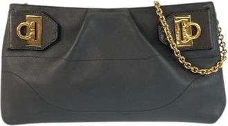Ferragamo Pre-owned Clutches, female, Gray, Size: ONE SIZE Pre-owned Leather Shoulder Bag