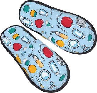 Generic Non-Slip Mens Slipper Cartoon tools print Mens Slipper Comfortable Womens Slippers for Hotels Travel Indoor L