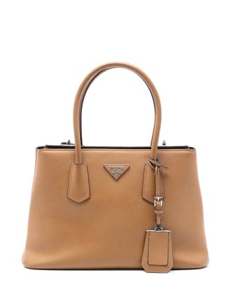 Prada 2010-2025 Saffiano Cuir Turnlock Twin satchel - Brown