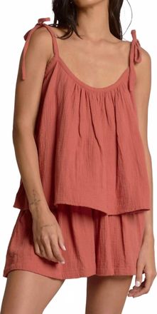Elan Flowy Top With Ties Straps In Cayenne
