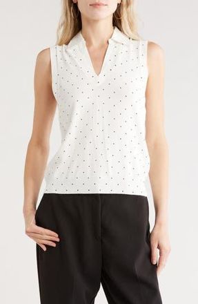 French Connection Mixed Media Sweater Vest in Cream/Black Polka Dot at Nordstrom Rack, Size X-Large