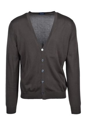 Drumohr Cotton V-Neck Cardigan - Brown