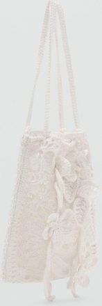 Mango Borsa da mano crochet bianco - Donna - Taglia unica - MANGO
