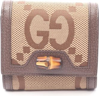 Gucci Beige Brown Canvas Leather Wallet (Bi-Fold) (Pre-Owned)