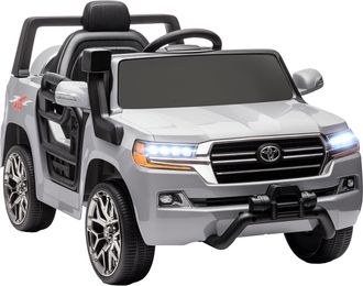 OEM Coche El&eacute;ctrico Para Ni&ntilde;os De +3 A&ntilde;os Toyota Land Cruiser Con Bater&iacute;a 12v Mando A Distancia Y M&uacute;sica Mp3 Gris