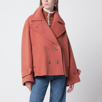 Chlo&eacute; Cappotto doppiopetto corto in lana rosa cedro
