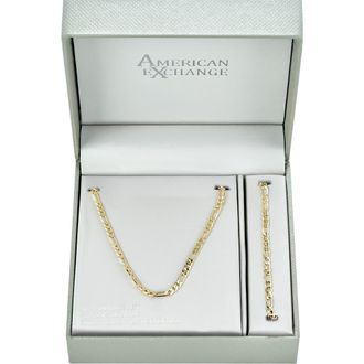 American Exchange Mens Figaro Necklace & Bracelet Set in Gold at Nordstrom Rack