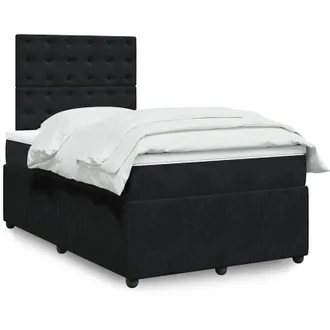 vidaXL Cama Box Spring Con Colch&oacute;n Terciopelo Negro 120x190 Cm Vidaxl