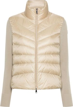 Moncler knitted-sleeve puffer jacket - women - Polyamide/Virgin Wool/Polyamide/Feather/Down - S - Neutrals