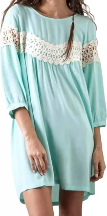 Greek Archaic Kori Peak Of Lace Baby Doll Dress In Light Sage