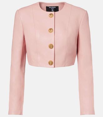 Balmain Chaqueta cropped de piel