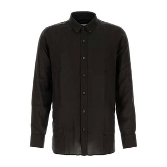 Tom Ford Casual Shirts, male, Black, Size: XL Gabardine Slim Fit Shirt