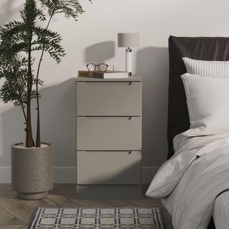 Lewis's Milan 3 Drawer Bedside in Dusk Grey - Ready Assembled - Lewiss Home | TJ Hughes