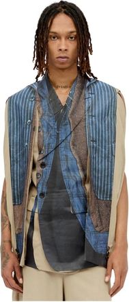 Comme Des Gar&ccedil;ons Trompe LOeil Double-Breasted Blazer - Heren - Bodywarmers - Blauw - L - Wol - Jassen