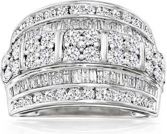 Ross-Simons Round and Baguette Diamond Multi-Row Ring in Sterling Silver