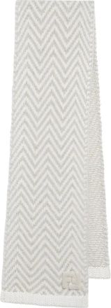 Fendi Sciarpa con motivo chevron e logo ricamato - Toni neutri