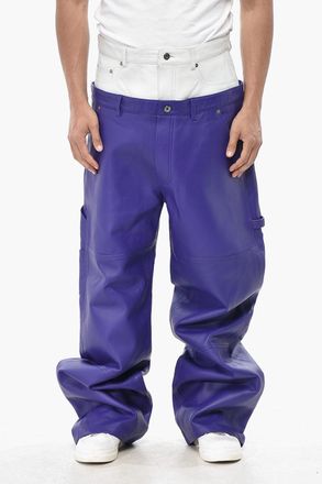 Off-white Pantaloni in Pelle in Doppio Tessuto Bicolore Off-White