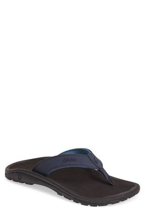 Olukai Ohana Flip Flop in Depth Blue/Black at Nordstrom, Size 15