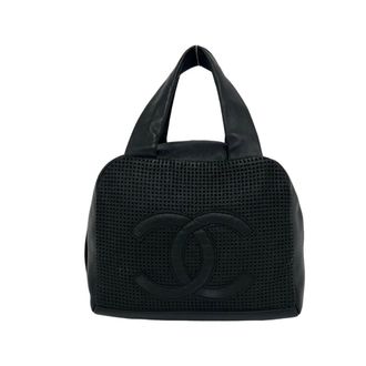 Chanel Black Leather Boston Bag Handbag Tote Bag (Pre-Owned)