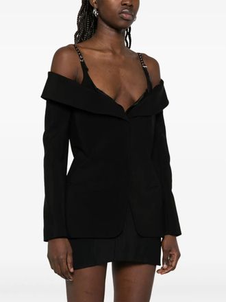 MUGLER Womens Long Sleeves Top - Black Wool - Size EU 38 (Womens)