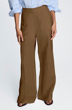 Kenneth Cole Pull-On Linen Blend Straight Leg Pants in Mesquite at Nordstrom, Size X-Small