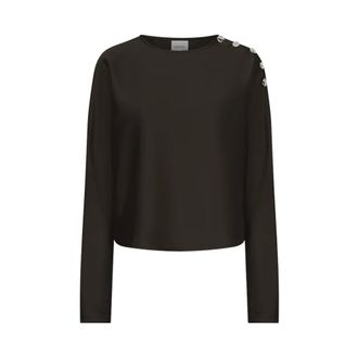 Dante6 Leiva Satin Top met Knopen - Dames - Blouses & Shirts - Zwart - Maat: L Satijn