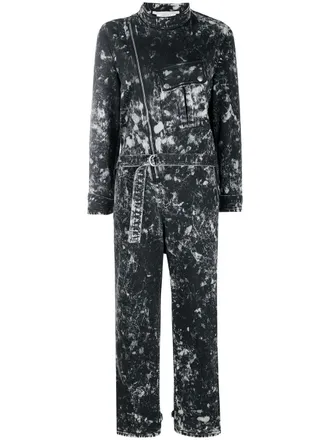 Stella McCartney Holly galaxy-wash denim jumpsuit - women - Cotton - 40 - Black